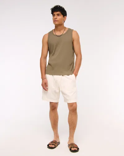 Abercrombie & Fitch Cotton Texture Pull-on Short In White