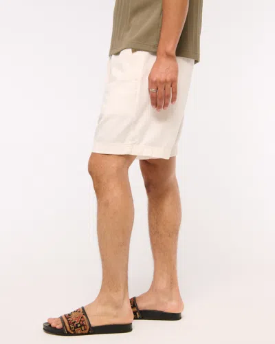 Abercrombie & Fitch Cotton Texture Pull-on Short In White