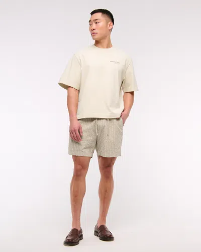 Abercrombie & Fitch Seersucker Pull-on Short In Neutral