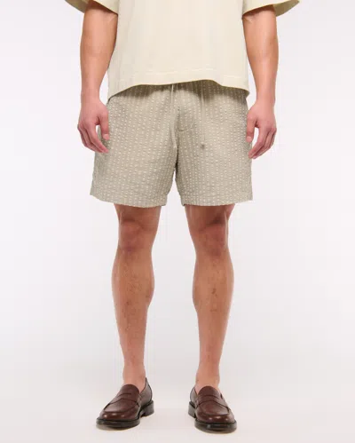 Abercrombie & Fitch Seersucker Pull-on Short In Neutral