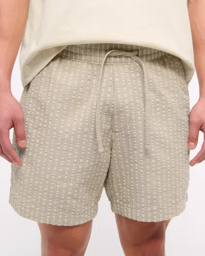 Abercrombie & Fitch Seersucker Pull-on Short In Neutral