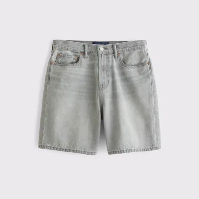 Abercrombie & Fitch Loose Denim Short In Gray