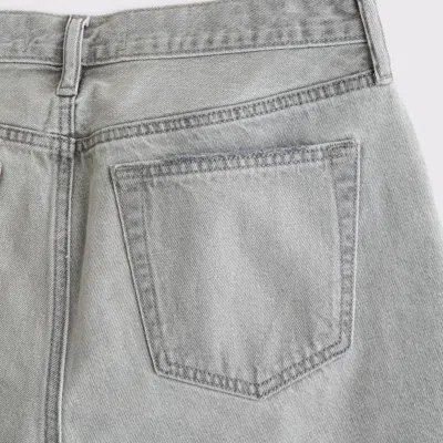 Abercrombie & Fitch Loose Denim Short In Gray