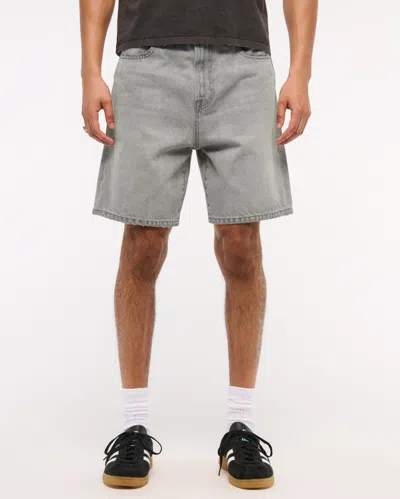 Abercrombie & Fitch Loose Denim Short In Gray