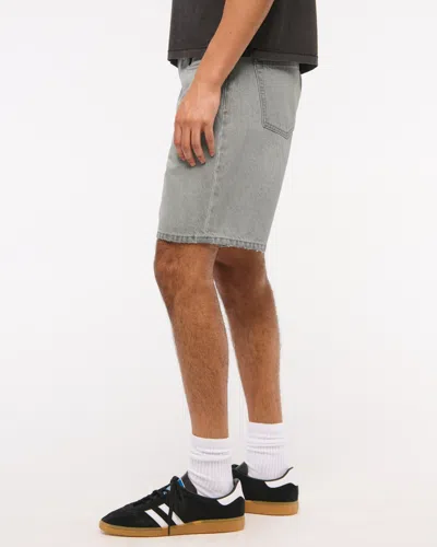 Abercrombie & Fitch Loose Denim Short In Gray