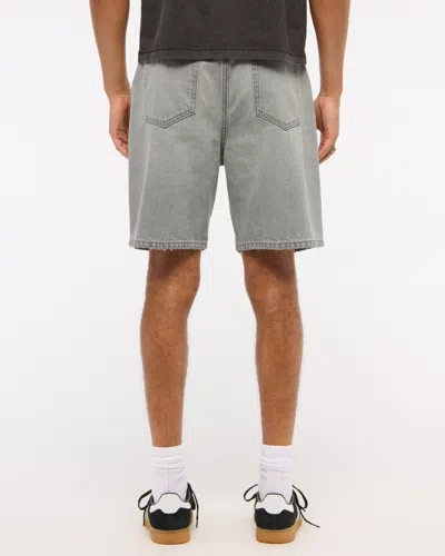 Abercrombie & Fitch Loose Denim Short In Gray
