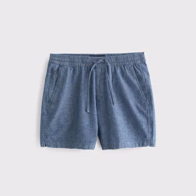 Abercrombie & Fitch Linen-blend Pull-on Short In Blue