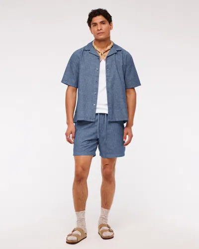 Abercrombie & Fitch Linen-blend Pull-on Short In Blue