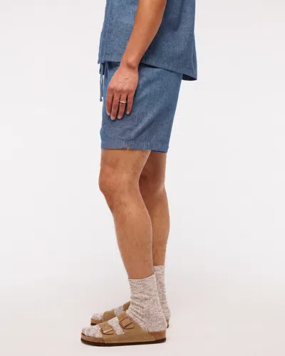 Abercrombie & Fitch Linen-blend Pull-on Short In Blue