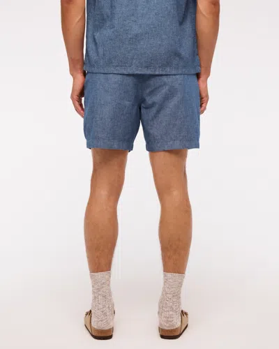 Abercrombie & Fitch Linen-blend Pull-on Short In Blue