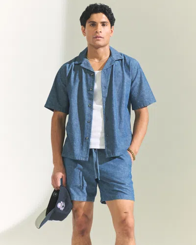Abercrombie & Fitch Linen-blend Pull-on Short In Blue