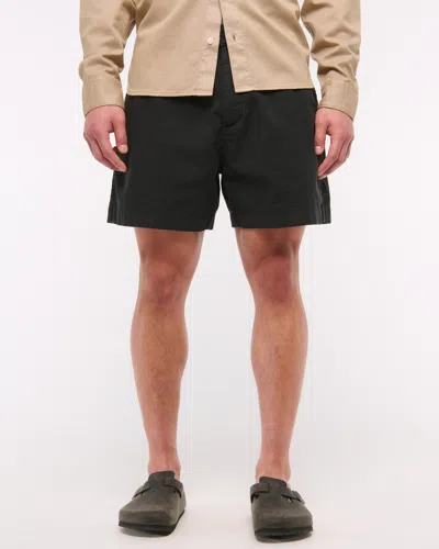 Abercrombie & Fitch Linen-blend Plainfront Short In Black