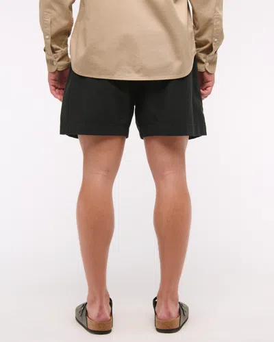 Abercrombie & Fitch Linen-blend Plainfront Short In Black