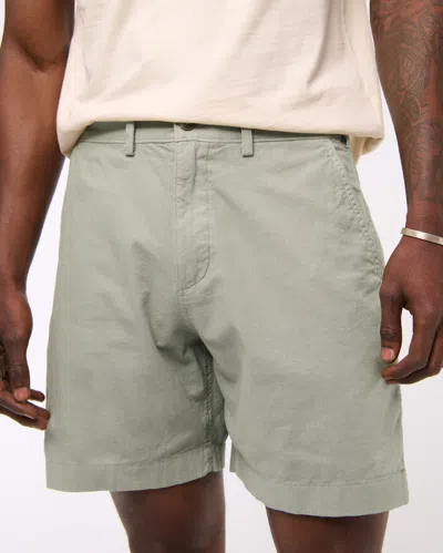 Abercrombie & Fitch Linen-blend Plainfront Short In Gray