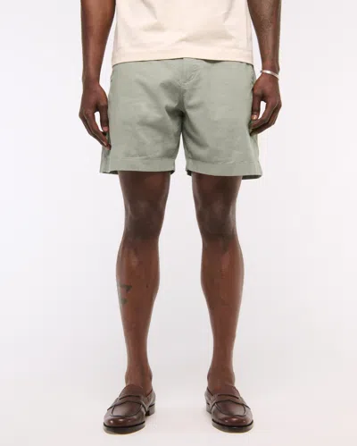 Abercrombie & Fitch Linen-blend Plainfront Short In Gray