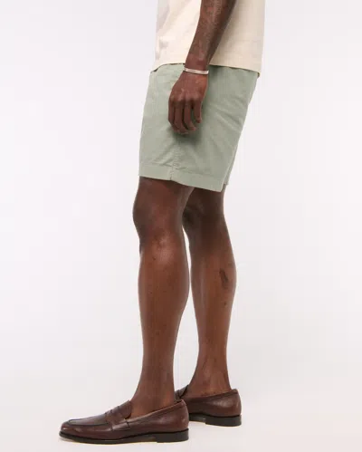 Abercrombie & Fitch Linen-blend Plainfront Short In Gray