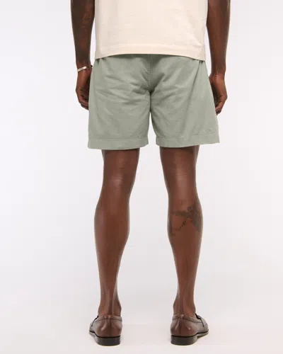 Abercrombie & Fitch Linen-blend Plainfront Short In Gray