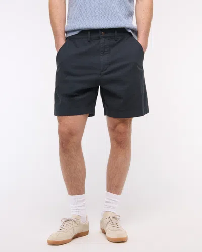 Abercrombie & Fitch Linen-blend Plainfront Short In Blue