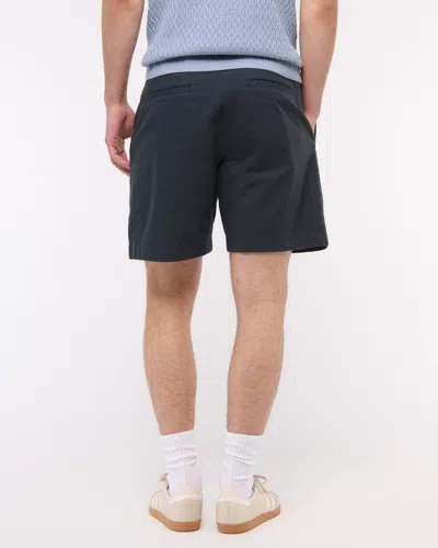 Abercrombie & Fitch Linen-blend Plainfront Short In Blue