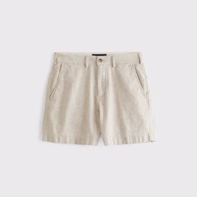 Abercrombie & Fitch Linen-blend Plainfront Short In Pink