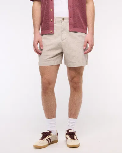 Abercrombie & Fitch Linen-blend Plainfront Short In Pink