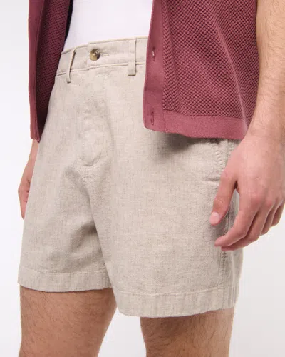 Abercrombie & Fitch Linen-blend Plainfront Short In Pink