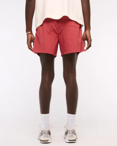 Abercrombie & Fitch Nylon Pull-on Short In Red