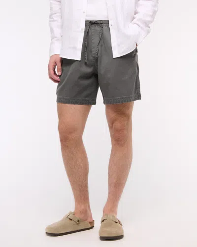 Abercrombie & Fitch Cotton-blend Pull-on Short In Gray