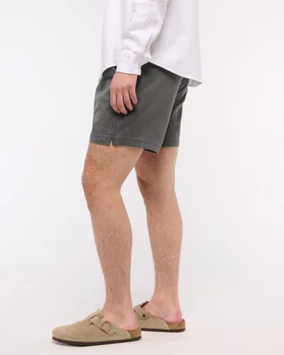 Abercrombie & Fitch Cotton-blend Pull-on Short In Gray