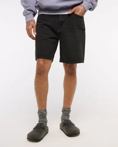 Abercrombie & Fitch Loose Denim Short In Black