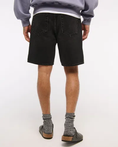 Abercrombie & Fitch Loose Denim Short In Black
