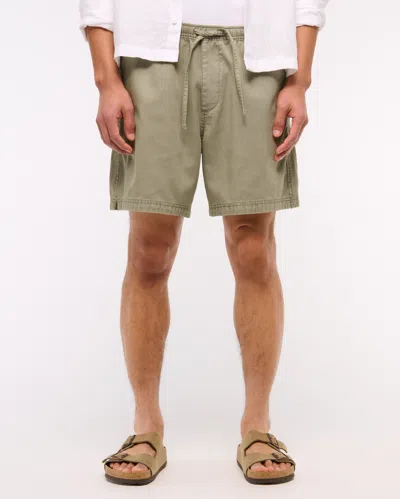 Abercrombie & Fitch Cotton-blend Pull-on Short In Green