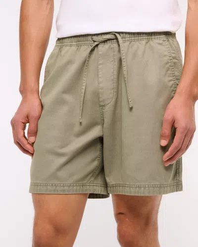 Abercrombie & Fitch Cotton-blend Pull-on Short In Green