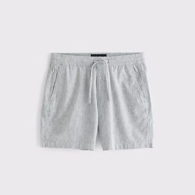 Abercrombie & Fitch Linen-blend Pull-on Short In Blue