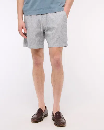 Abercrombie & Fitch Linen-blend Pull-on Short In Blue