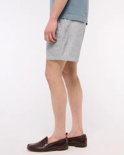 Abercrombie & Fitch Linen-blend Pull-on Short In Blue