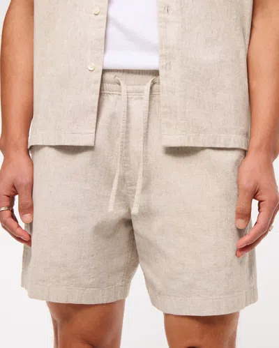 Abercrombie & Fitch Linen-blend Pull-on Short In White