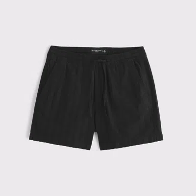 Abercrombie & Fitch Linen-blend Pull-on Short In Black
