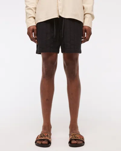 Abercrombie & Fitch Linen-blend Pull-on Short In Black