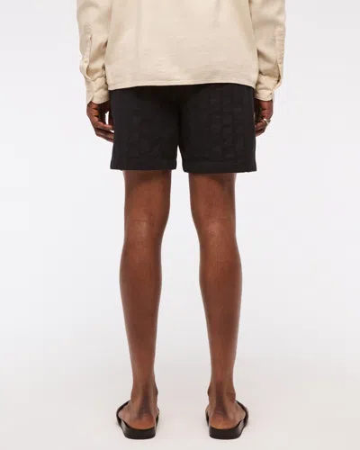 Abercrombie & Fitch Linen-blend Pull-on Short In Black