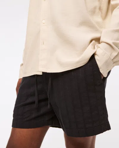 Abercrombie & Fitch Linen-blend Pull-on Short In Black