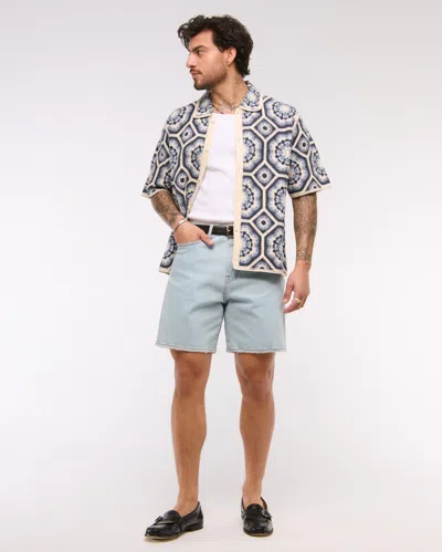 Abercrombie & Fitch Athletic Loose Denim Short In Blue