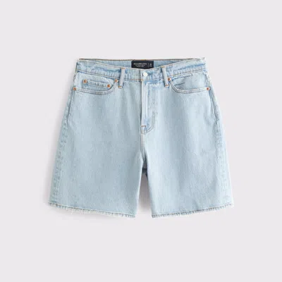 Abercrombie & Fitch Athletic Loose Denim Short In Blue