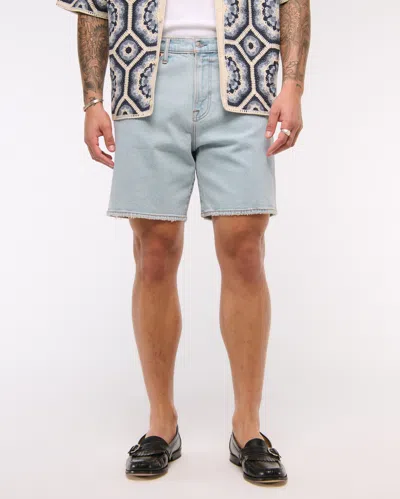 Abercrombie & Fitch Athletic Loose Denim Short In Blue
