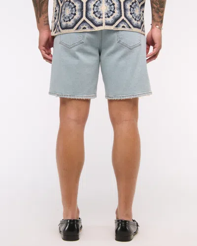 Abercrombie & Fitch Athletic Loose Denim Short In Blue