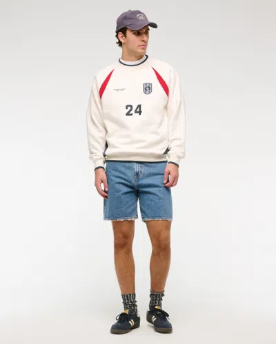 Abercrombie & Fitch Loose Denim Short In Blue