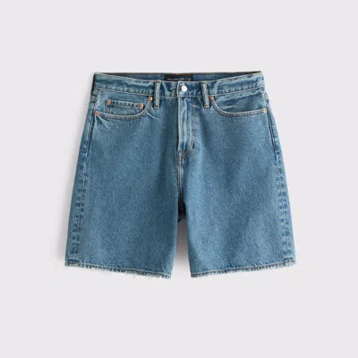 Abercrombie & Fitch Loose Denim Short In Blue