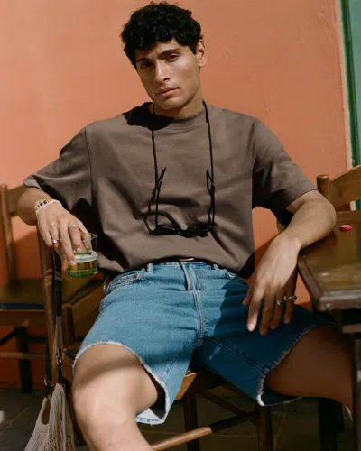 Abercrombie & Fitch Loose Denim Short In Blue