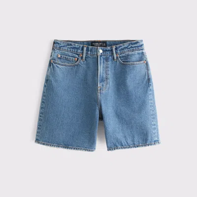 Abercrombie & Fitch Athletic Loose Denim Short In Blue