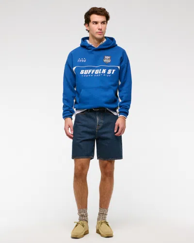 Abercrombie & Fitch Loose Denim Short In Blue